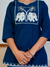 Navy Blue Elephant Embroidered Short Kurti