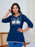 Navy Blue Elephant Embroidered Short Kurti