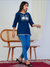 Navy Blue Elephant Embroidered Short Kurti