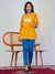 Mustard Yellow Elephant Embroidered Short Kurti