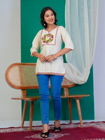 Floral Wreath Embroidered Short Kurti