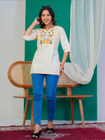 Tiger Motif Embroidered Short Kurti