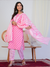 Pink Block Print 3-Piece Suit Set