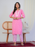 Pink Block Print 3-Piece Suit Set