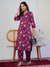 Magenta Floral Print With Handwork Co-ord Set