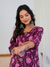 Magenta Floral Print With Handwork Co-ord Set