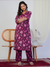 Magenta Floral Print With Handwork Co-ord Set