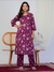 Magenta Floral Print With Handwork Co-ord Set