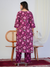 Magenta Floral Print With Handwork Co-ord Set