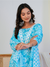 Aqua Blue Floral Print 3-Piece Suit Set