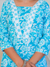 Aqua Blue Floral Print 3-Piece Suit Set