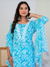 Aqua Blue Floral Print 3-Piece Suit Set