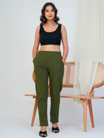 Comfortable Women’s Cotton Pants - Stylish, Breathable Everyday Wear - Olive