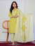Lime Green Block Print 3-Piece Suit Set
