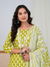 Lime Green Block Print 3-Piece Suit Set