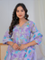 Lavender Abstract Print with Handwork 3-Piece Suit Set