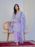 Lavender Abstract Print with Handwork 3-Piece Suit Set