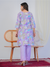 Lavender Abstract Print with Handwork 3-Piece Suit Set