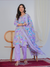 Lavender Abstract Print with Handwork 3-Piece Suit Set