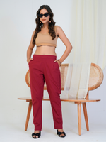 Comfortable Women’s Cotton Pants - Stylish, Breathable Everyday Wear - Wine
