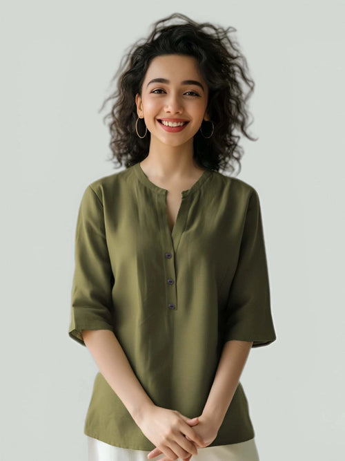 Breathable Linen Kurta For All Day Comfort - Olive