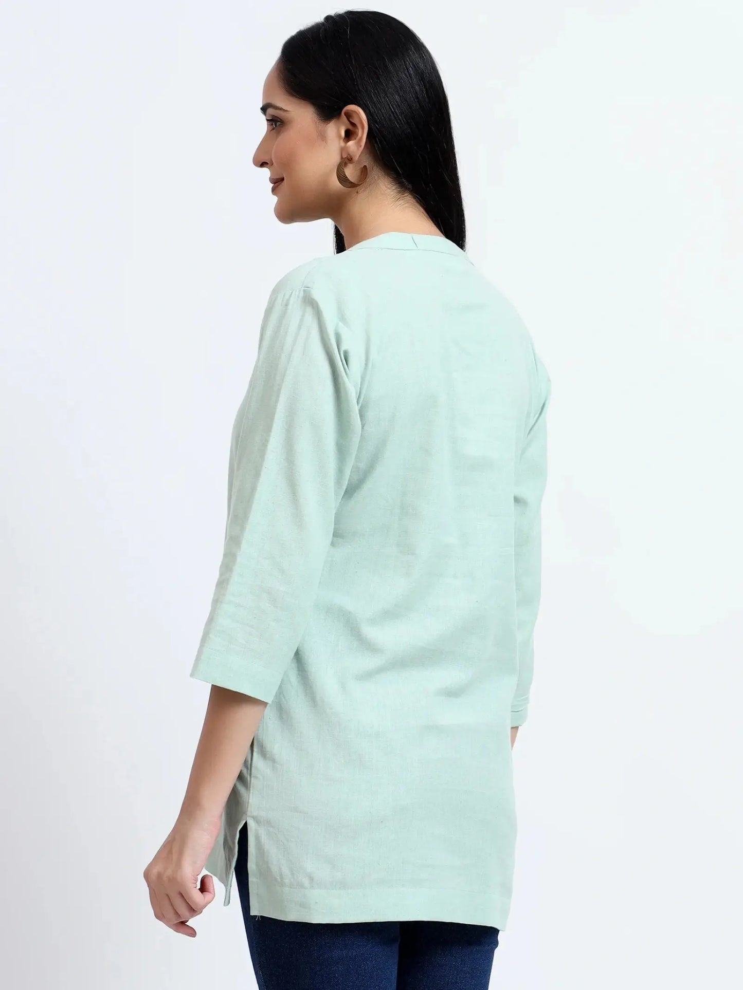 Breathable Linen Kurta For All Day Comfort - Mint Green