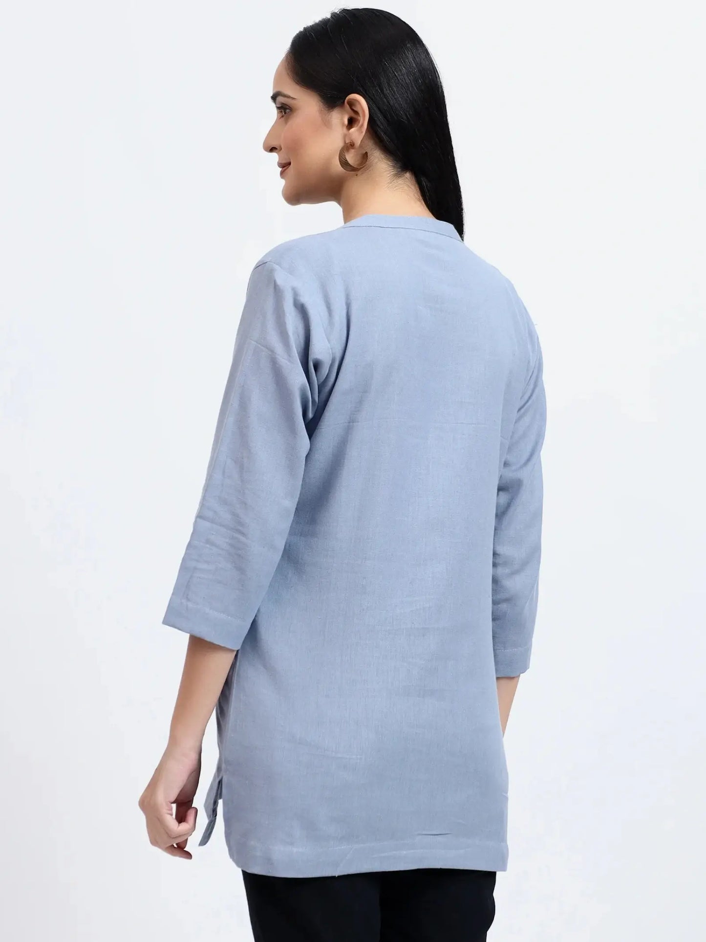 Breathable Linen Kurta For All Day Comfort - Sky Blue