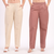 Rose Taupe & Beige Wide Leg Cotton Pants Combo