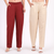 Beige & Wine Wide Leg Cotton Pants Combo