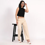 Beige Wide Leg Cotton Pants | Perfect for Everyday Comfort
