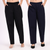 Blue & Black Wide Leg Cotton Pants Combo