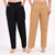 Khaki & Black Wide Leg Cotton Pants Combo