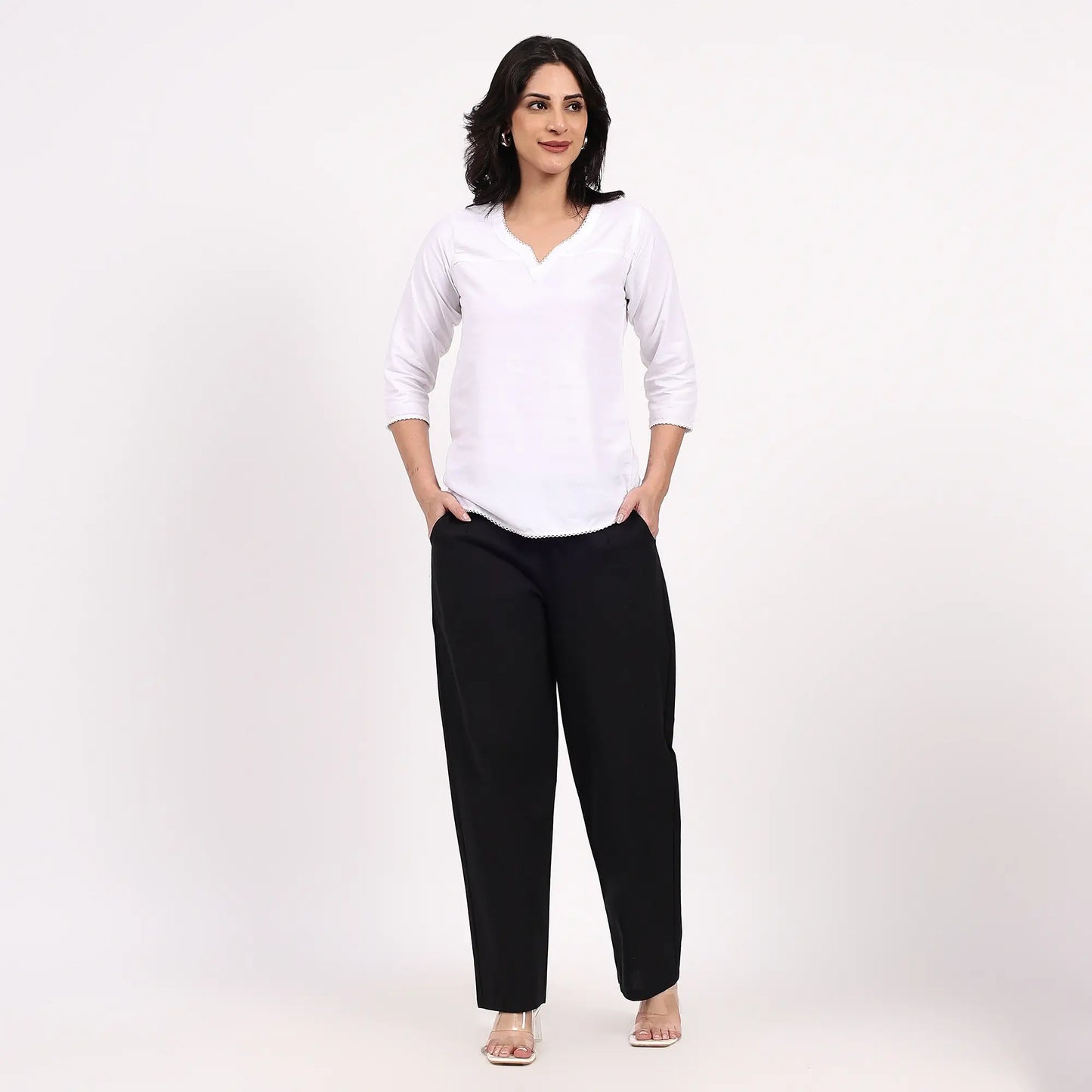 Black Wide Leg Cotton Pants | Perfect for Everyday Comfort