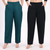 Bottle Green & Black Wide Leg Cotton Pants Combo