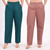 Bottle Green & Rose Taupe Wide Leg Cotton Pants Combo
