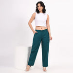Bottle Green Wide Leg Cotton Pants | Perfect for Everyday Comfort