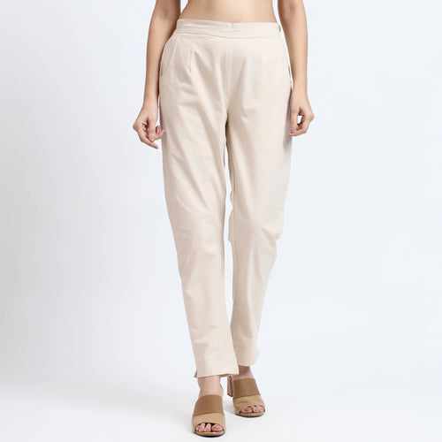 Comfortable Women’s Cotton Pants - Stylish, Breathable Everyday Wear - Beige