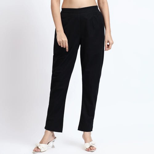 Comfortable Women’s Cotton Pants - Stylish, Breathable Everyday Wear - Black