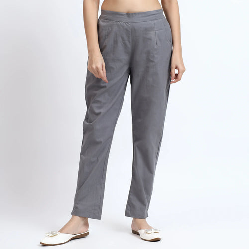 Comfortable Women’s Cotton Pants - Stylish, Breathable Everyday Wear - Grey