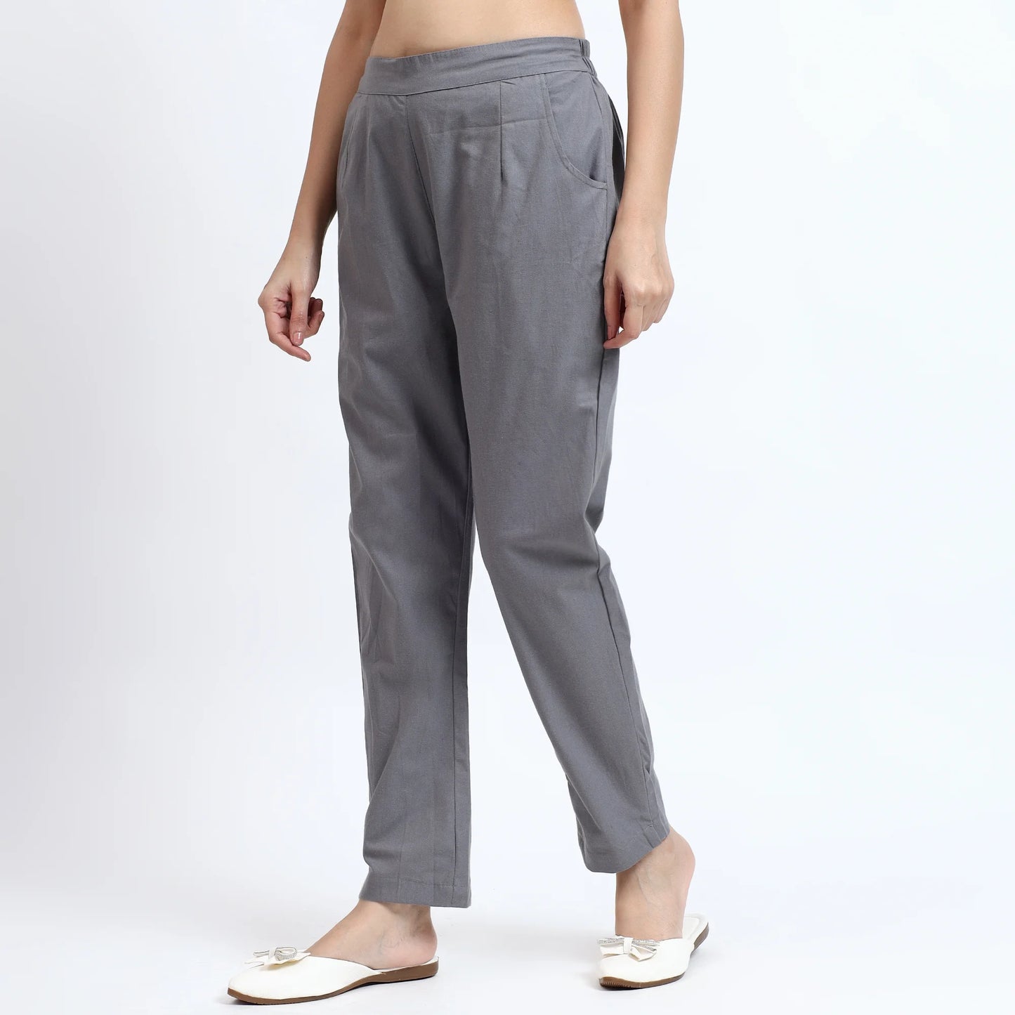 Comfortable Women’s Cotton Pants - Stylish, Breathable Everyday Wear - Grey