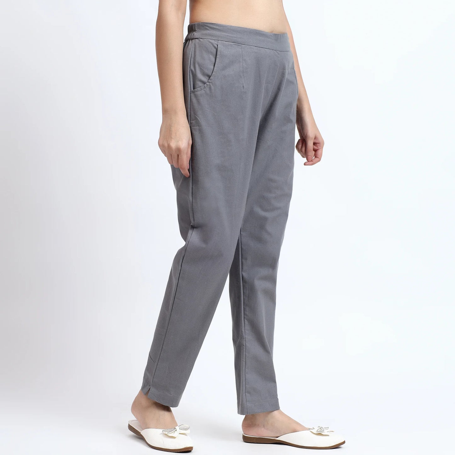 Comfortable Women’s Cotton Pants - Stylish, Breathable Everyday Wear - Grey