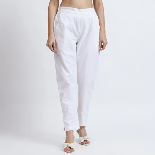 Comfortable Women’s Cotton Pants - Stylish, Breathable Everyday Wear - White