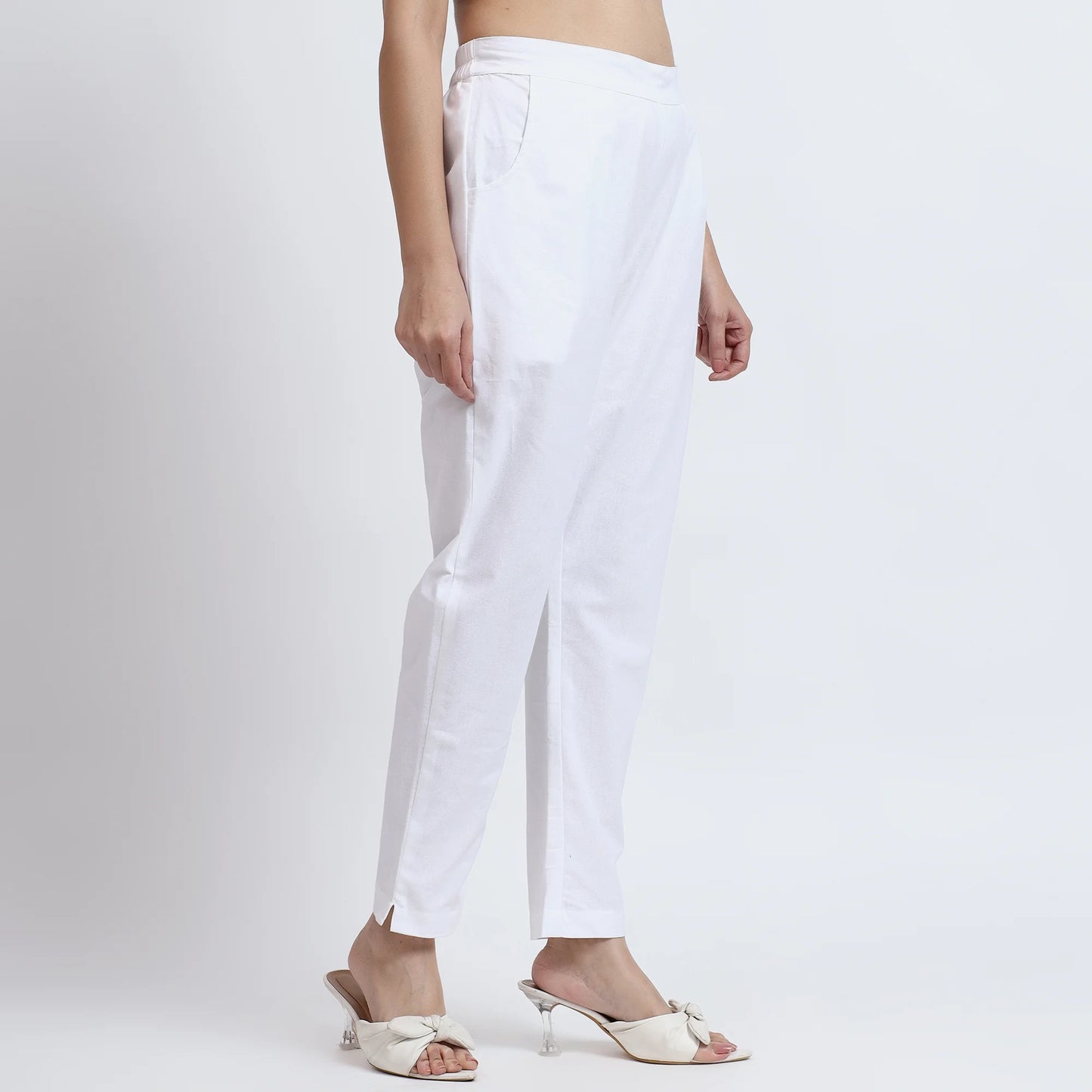 Comfortable Women’s Cotton Pants - Stylish, Breathable Everyday Wear - White