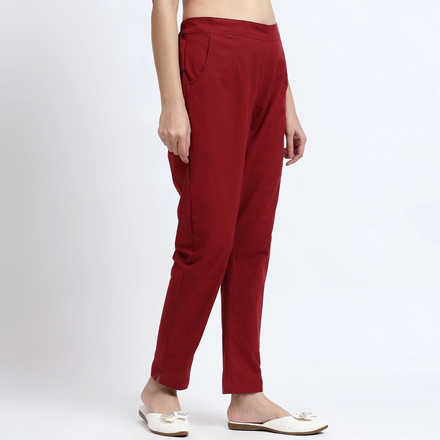 Comfortable Women’s Cotton Pants - Stylish, Breathable Everyday Wear - Wine