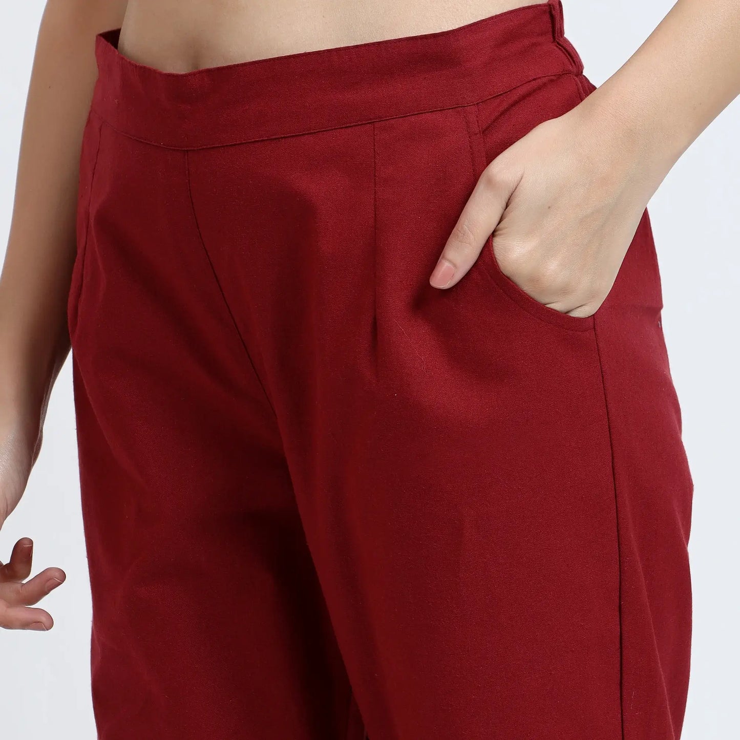 Comfortable Women’s Cotton Pants - Stylish, Breathable Everyday Wear - Wine