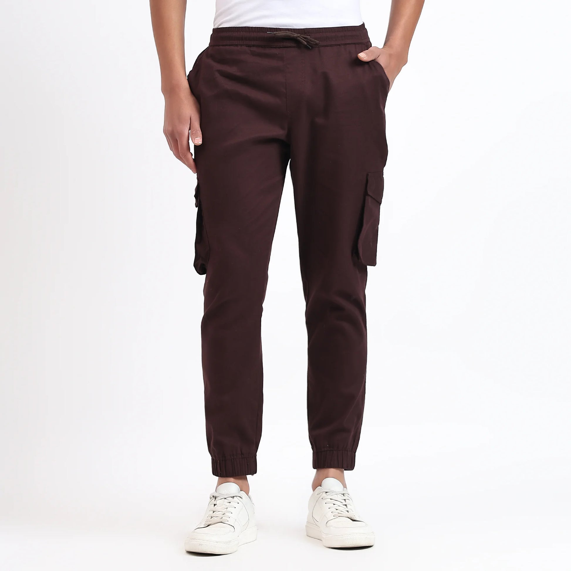 dark brown men cargo joggers