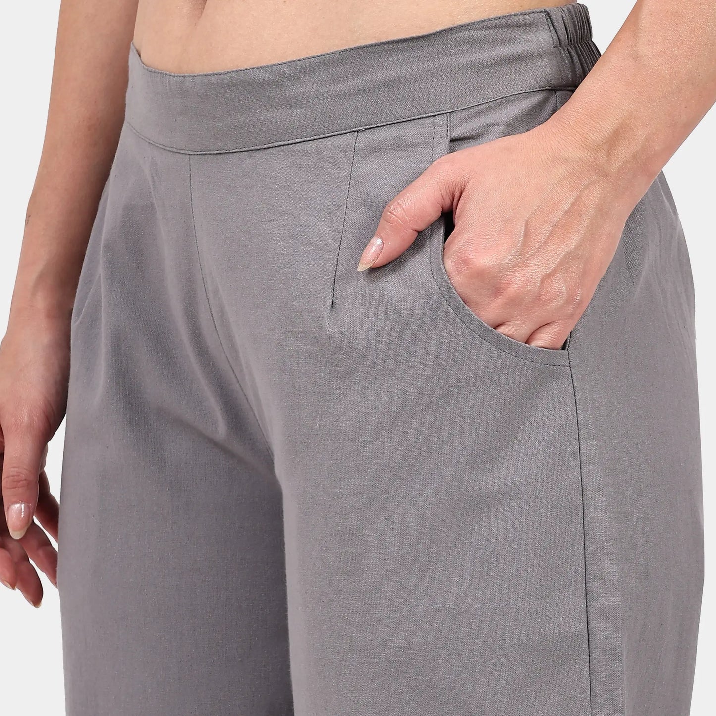 Grey Wide Leg Cotton Pants | Perfect for Everyday Comfort