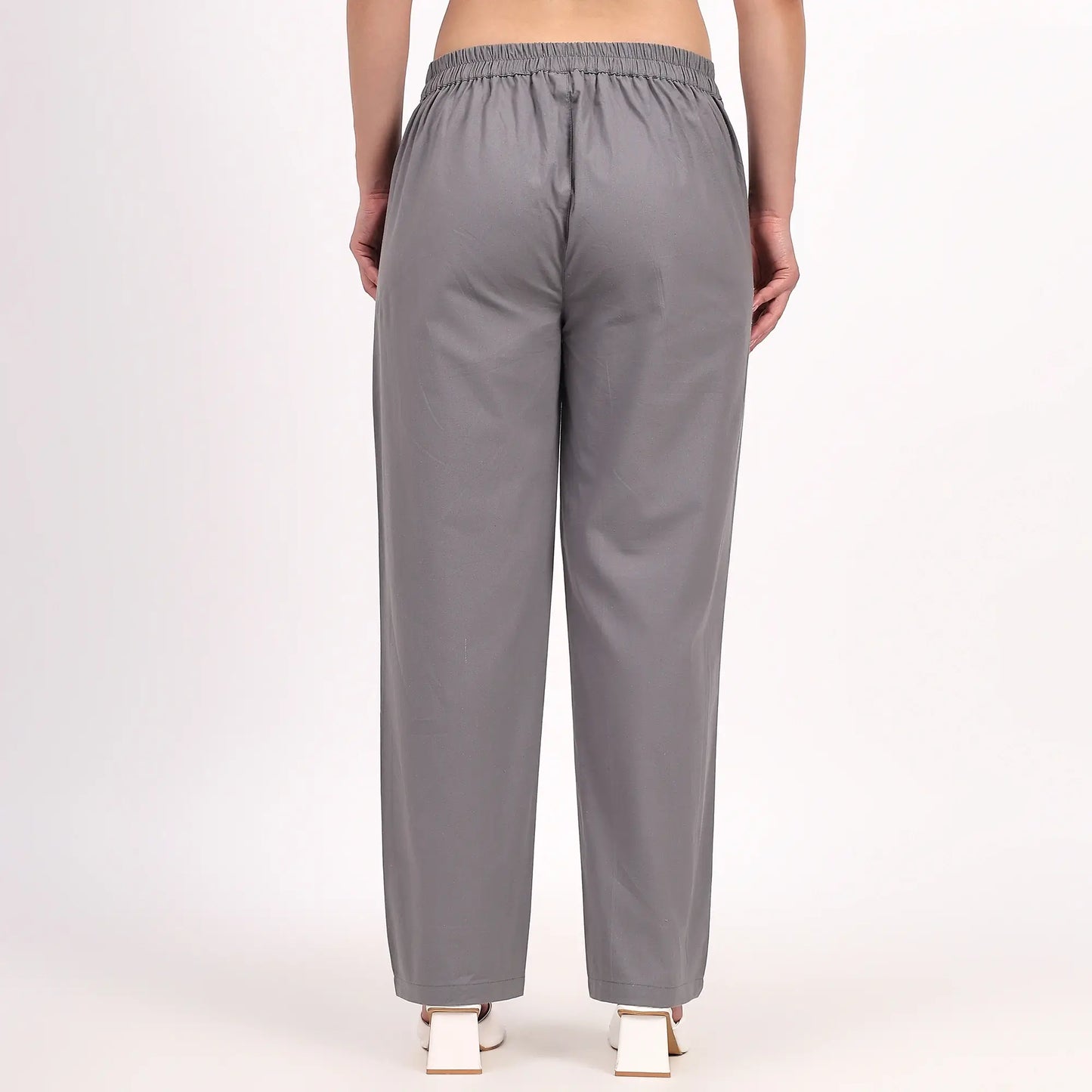 Grey Wide Leg Cotton Pants | Perfect for Everyday Comfort