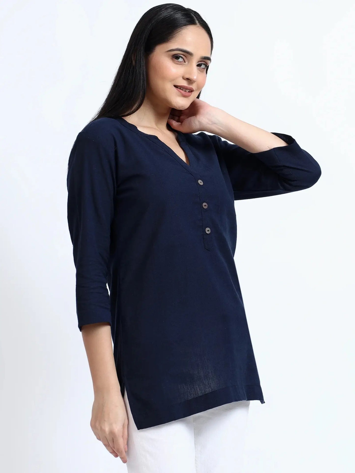 Breathable Linen Kurta For All Day Comfort - Navy Blue