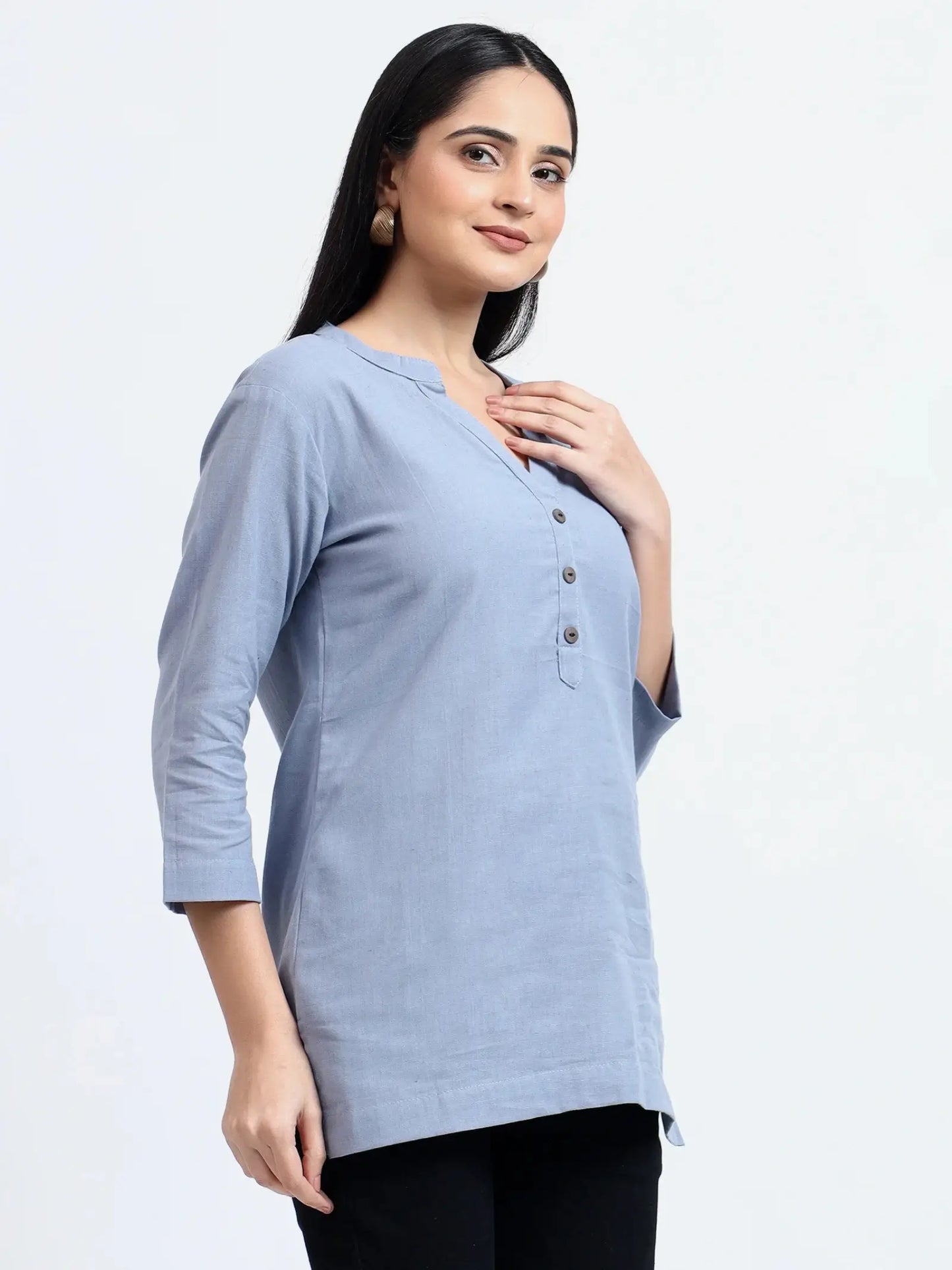 Breathable Linen Kurta For All Day Comfort - Sky Blue